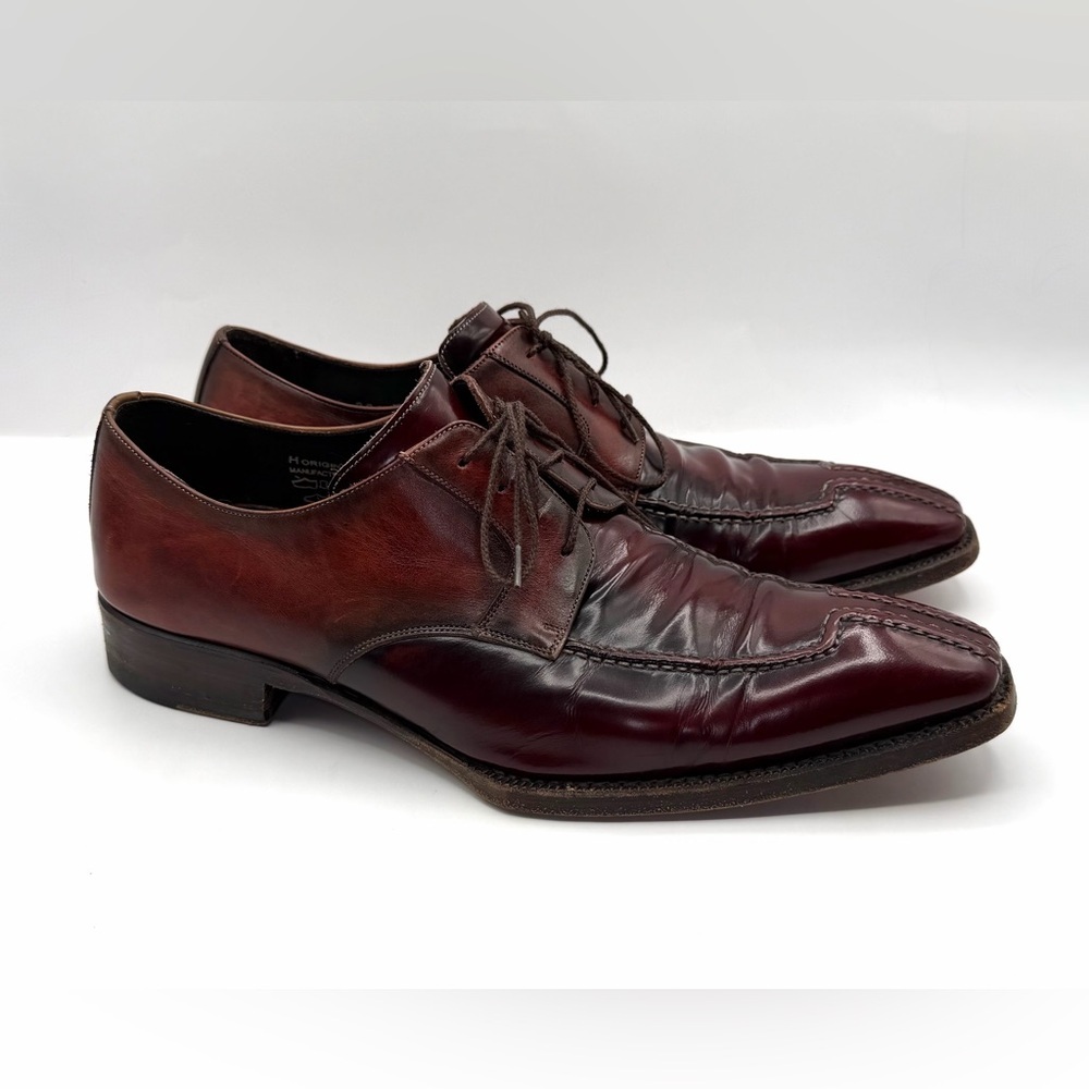 MENS CALZOLERIA HARRIS BROWN LEATHER CAPTOE OXFORD DRESS SHOES SZ 8 , Italy